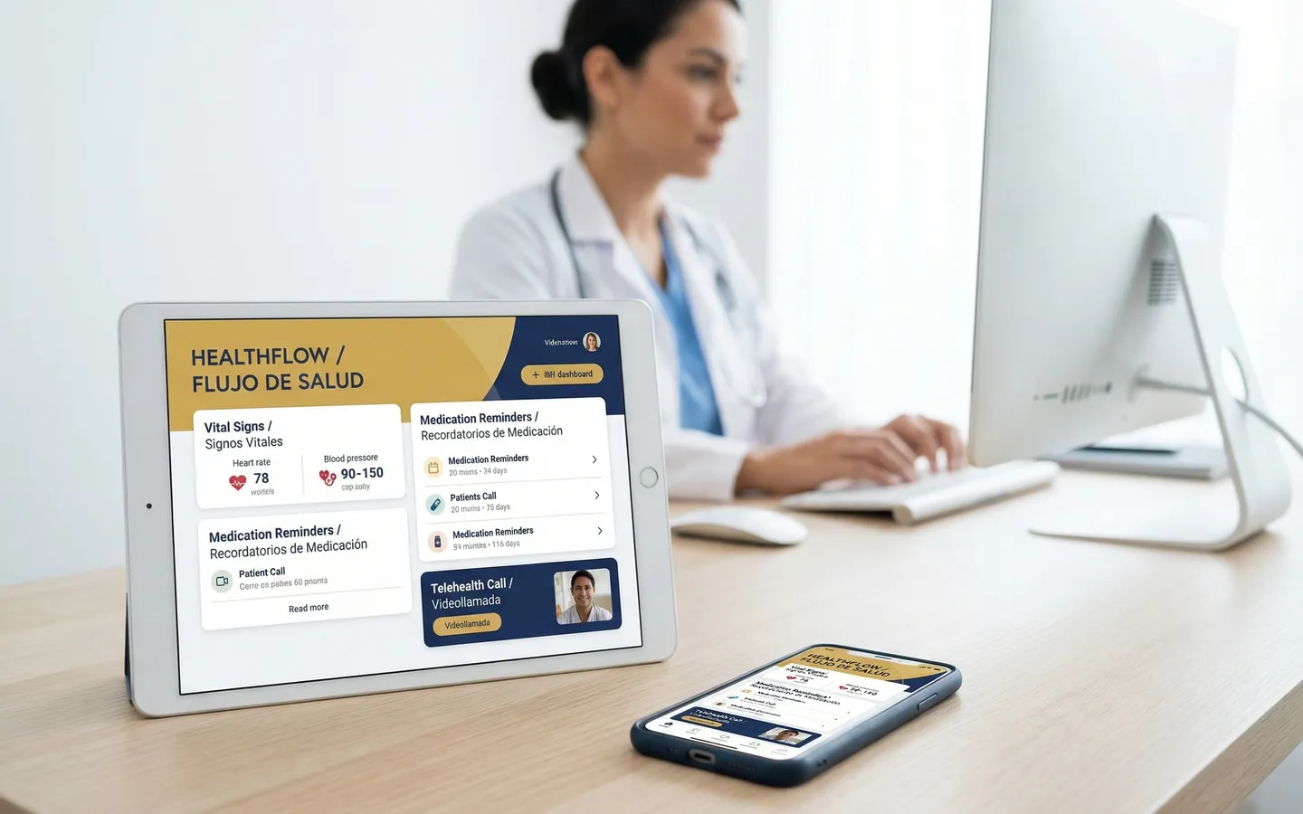 Digital health platform dashboard on tablet