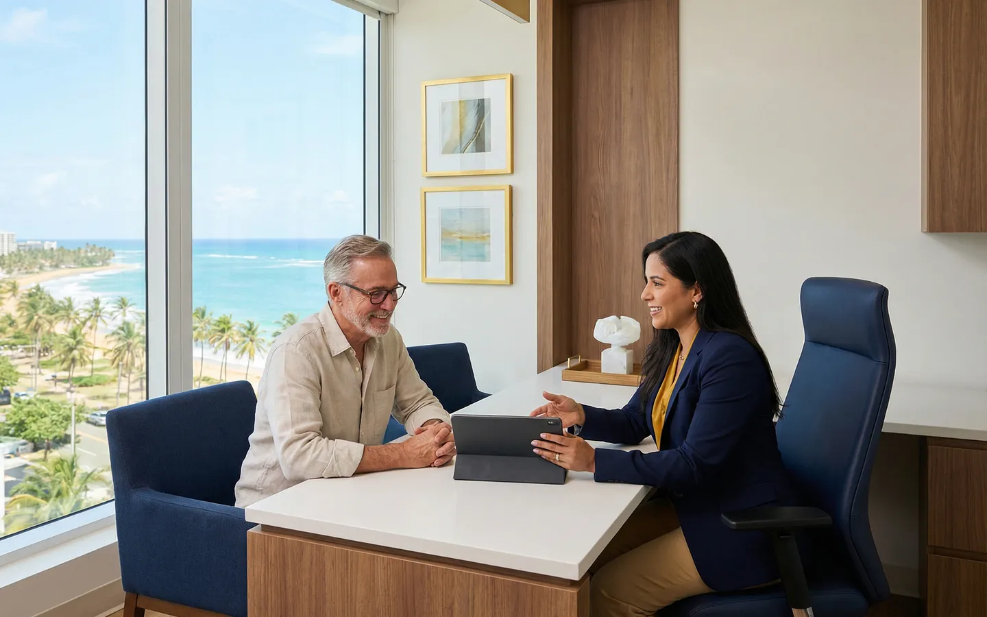 Patient consultation in modern medical facility