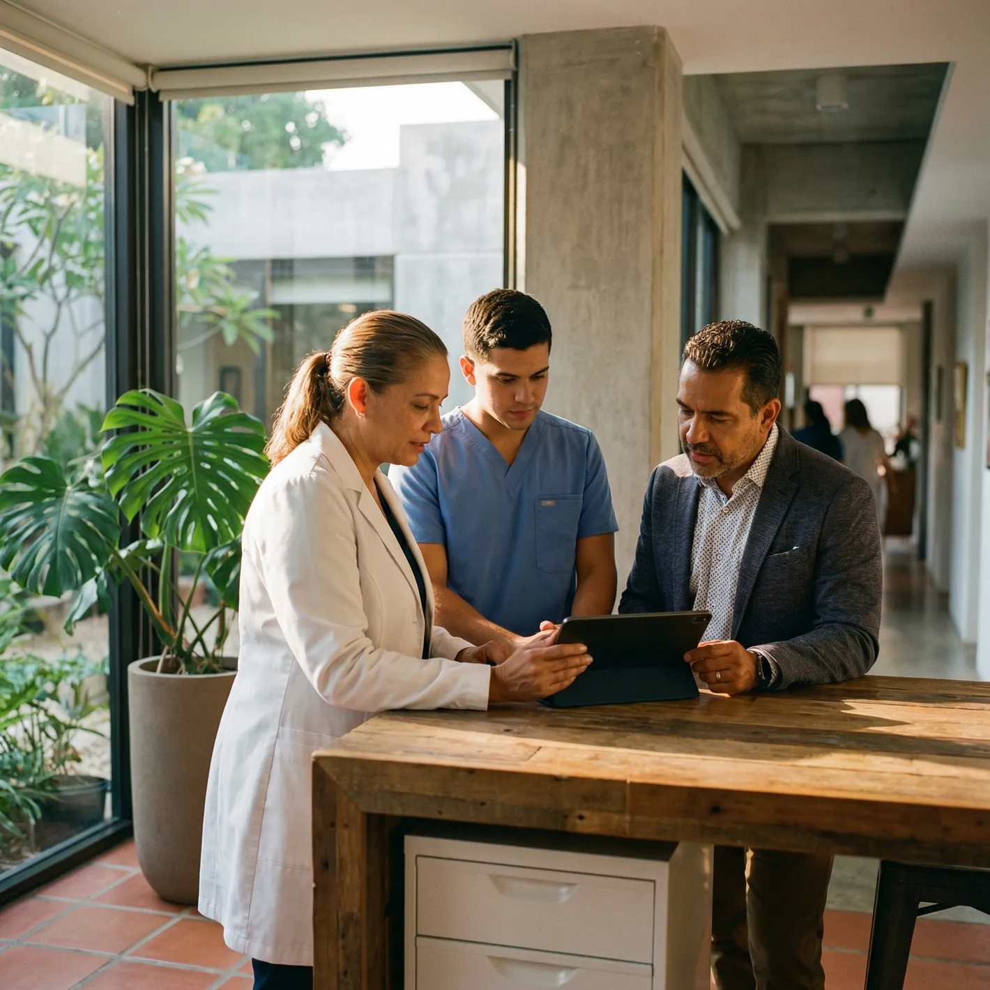 Healthcare professionals reviewing patient outcomes data in a modern clinical setting in Puerto Rico